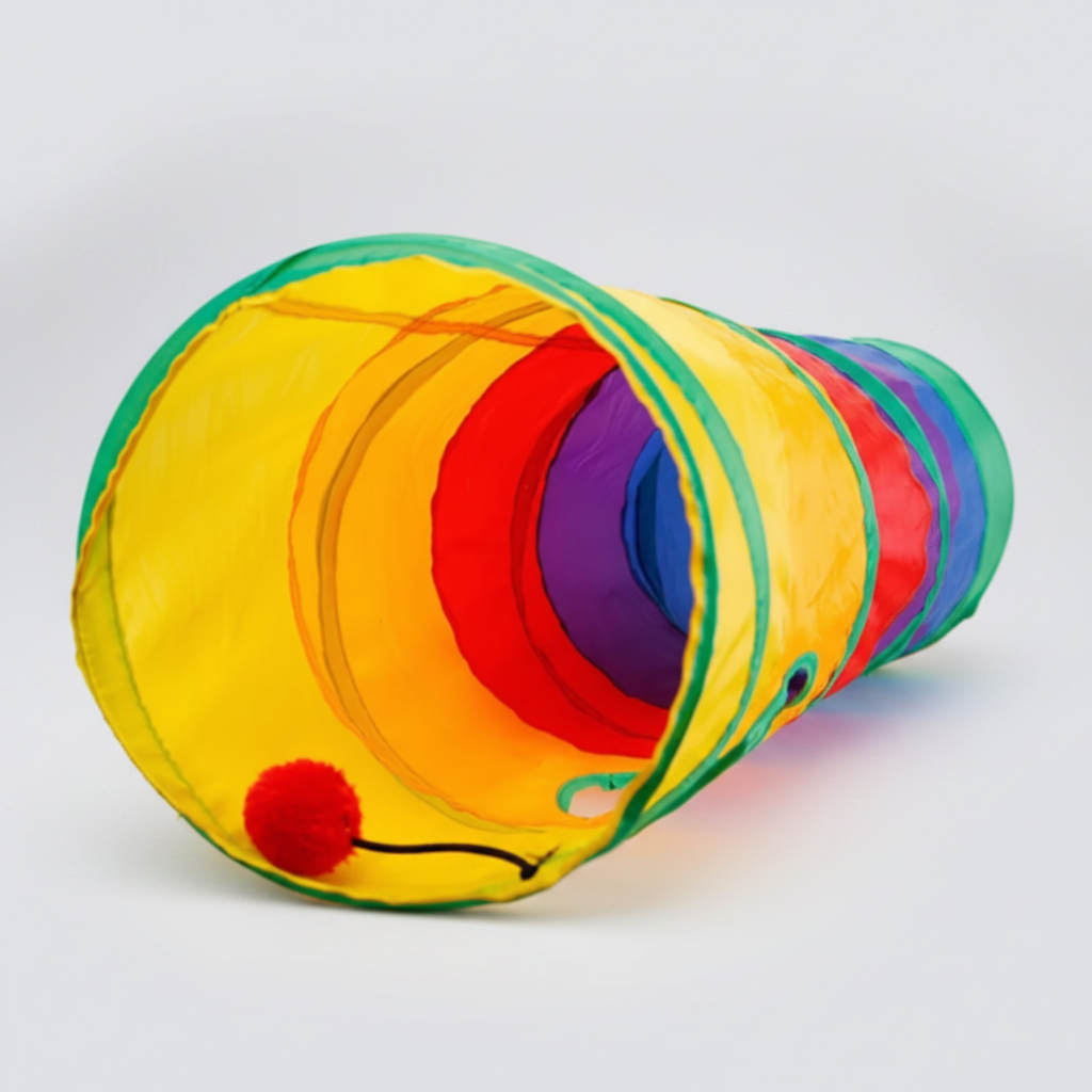 Túnel Colorido Gato Interativo Cachorro Labirinto Dobrável Pet Playground Toca Brinquedos Gatos