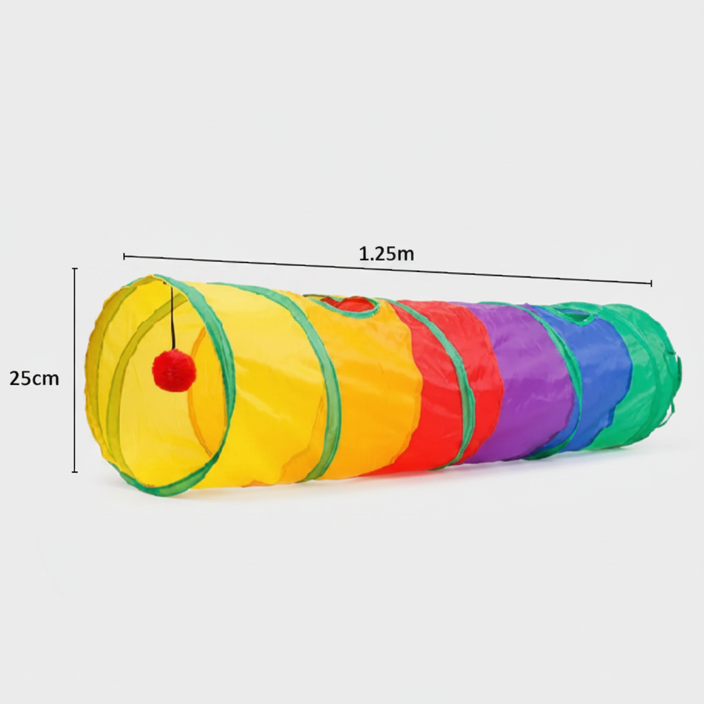 Túnel Colorido Gato Interativo Cachorro Labirinto Dobrável Pet Playground Toca Brinquedos Gatos