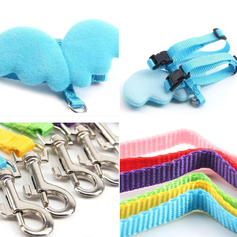 Coleira Peitoral Com Guia e Asas de Anjo Ajustável Para Gatos LR-0304