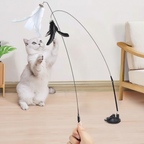 Brinquedo Varinha Gato Passaro Com Ventosa Fixa No Chao