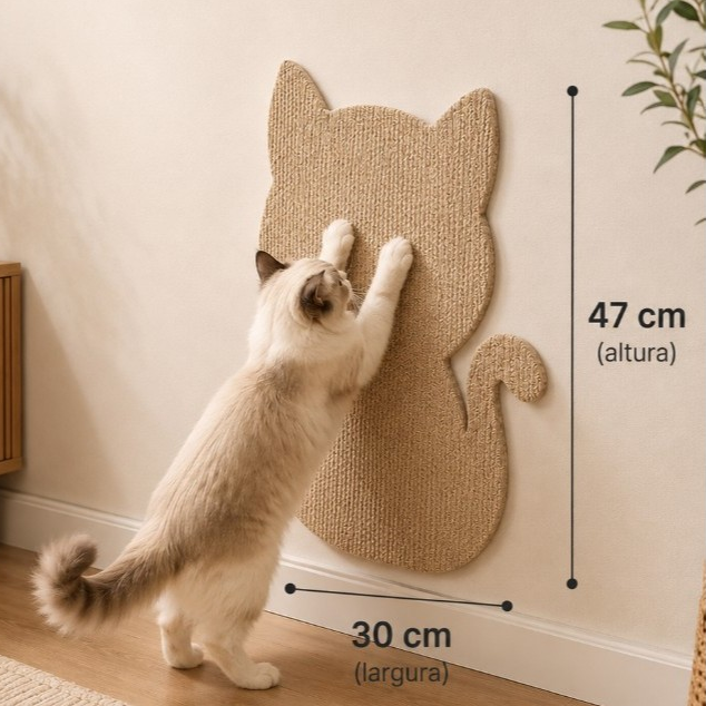 Arranhador Adesivo Design Gato em Carpete Premium - Protetor Móveis Parede e Escalada
