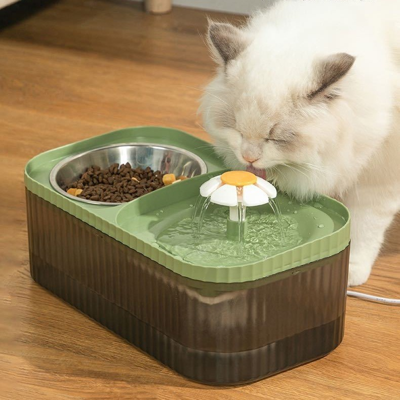 Fonte De Água Para Gatos Bebedouro 2 em 1 Tigela Para Animais de Estimação