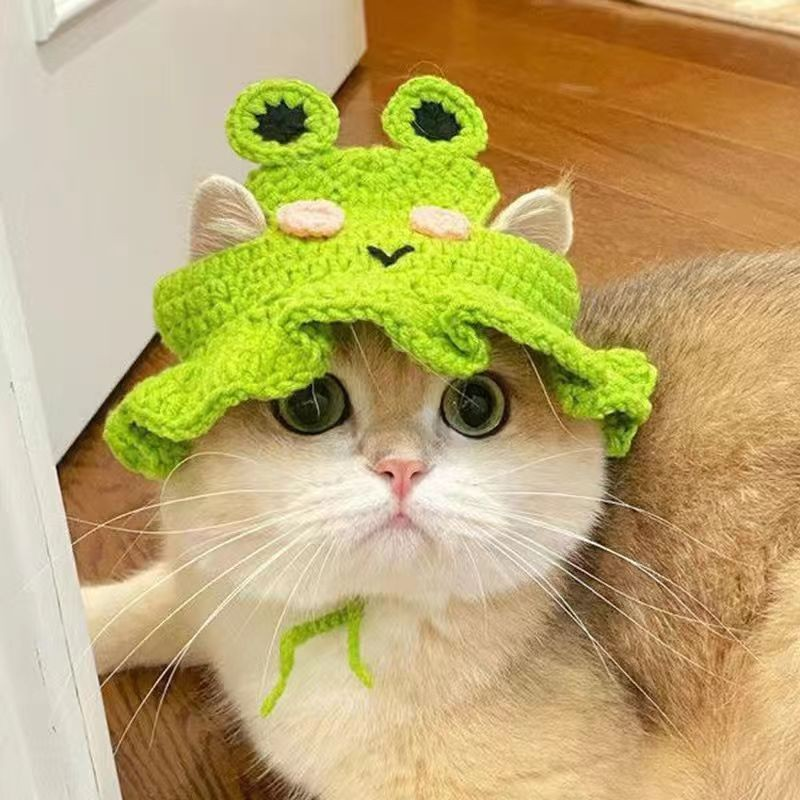 Chapéu De Cachorro Fofo De Tricotar Engraçado Vestido De Gato