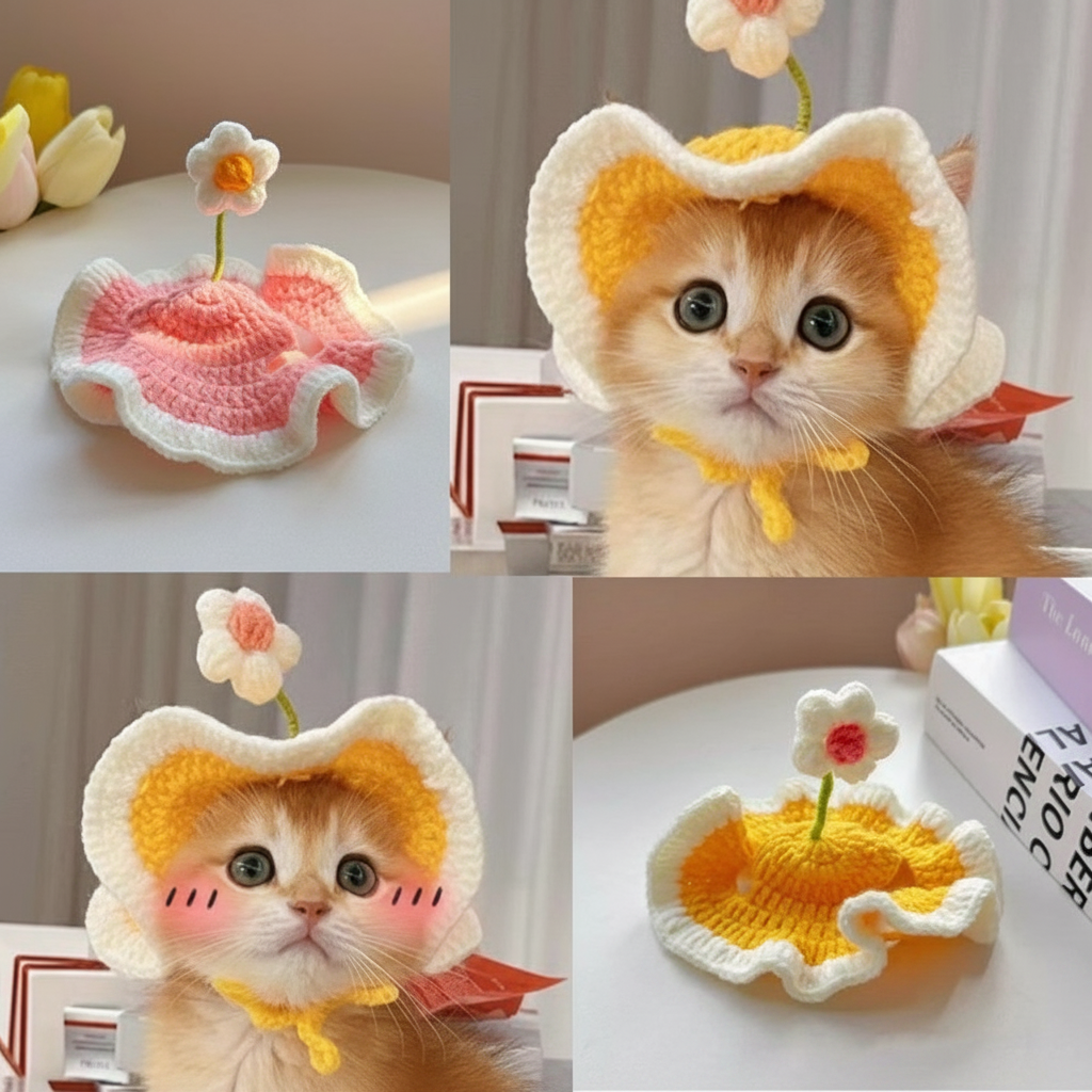 Chapéu De Cachorro Fofo De Tricotar Engraçado Vestido De Gato