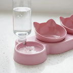 Comedouro E Bebedouro Elevado Pet 3 Em 1 Rosa/Azul/Cinza Com Tigelas Removíveis E Abastecimento Automático